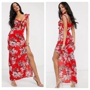 NWT Pretty Darling tie front floral maxi dress